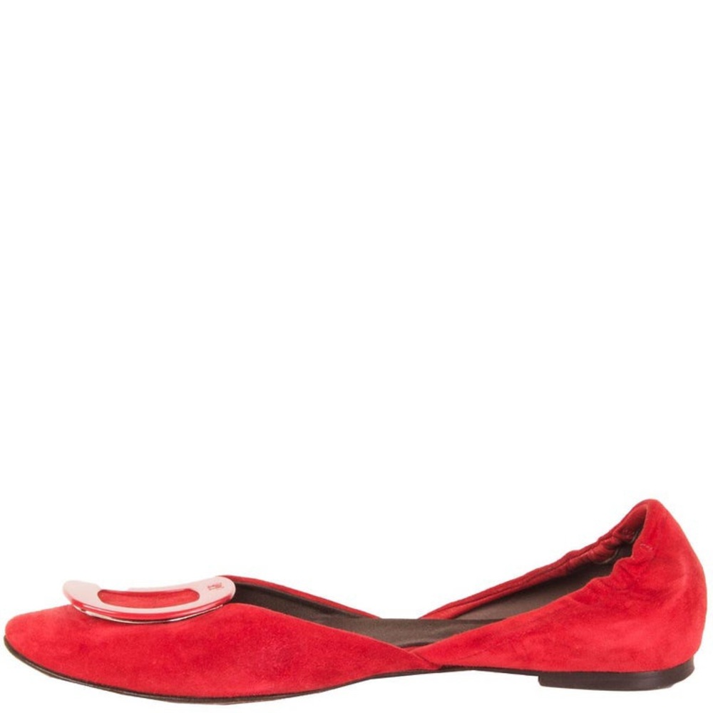 ROGER VIVIER RED SUEDE D’ORSAY BALLET FLAT